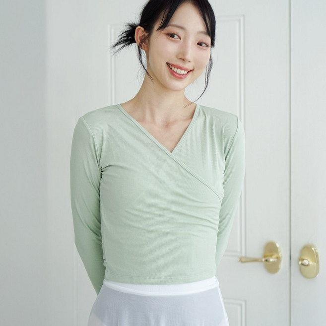 이이엘댄스 백리본 롱슬리브 성인 발레복 발레 티셔츠 탑 상의 옷 의상