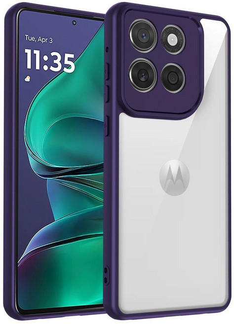 스타일러스 케이스 범퍼 투명 피부 방지 커버, 1개, 2. 보라색 / A. 모토로라 엣지 60 퓨전