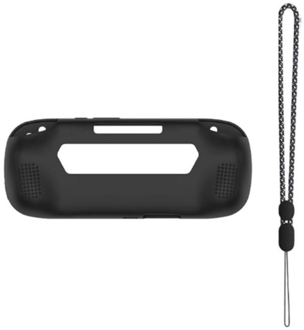 레트로이드 포켓 ​​5 콘솔용 끈이 있는 게임패드 케이스 실리콘 보호 커버, 검은색