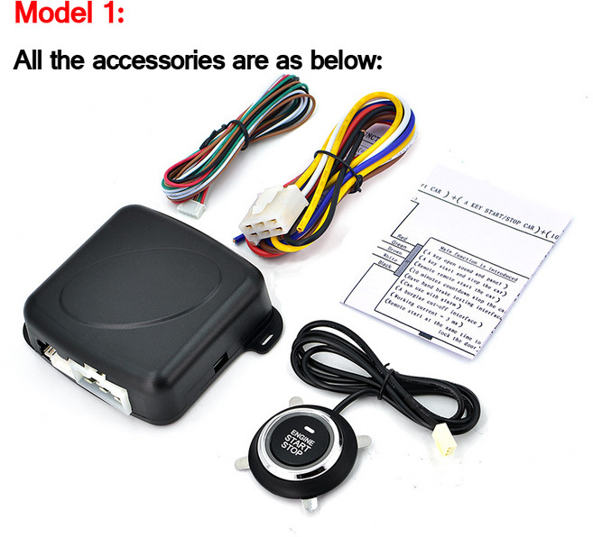 12V 자동 자동차 열쇠가없는 항목 시작 시스템 하나의 시작 중지 엔진 푸시 버튼 차량 알람 PKE 원격 자동, 없음