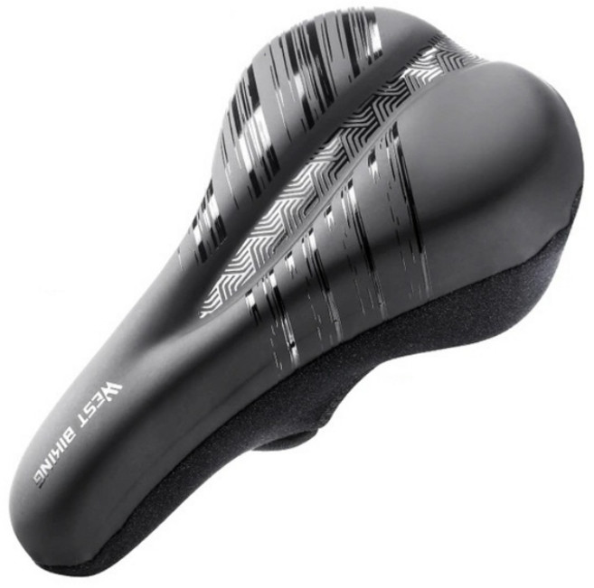 시그니처베이지 웨스트바이킹 자전거 무통증 안장 커버 실리콘 쿠션 YPZ157, 실리콘 블랙 스크래치 줄무늬, 1개