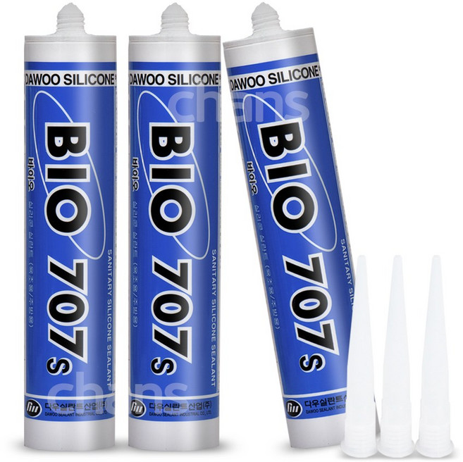 바이오실리콘 백색(3개)(노즐포함) 욕실 주방 싱크대 세탁실 타일 방수실리콘, 3개