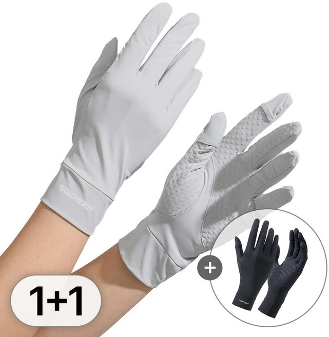 라뷰드 2켤레 세트 여성 논슬립 자외선 차단 장갑 미끄럼 방지 사계절 운전용 손장갑 손가락 오픈형 스마트 터치 UV 방지 패션 잡화, 2개, 블랙+그레이