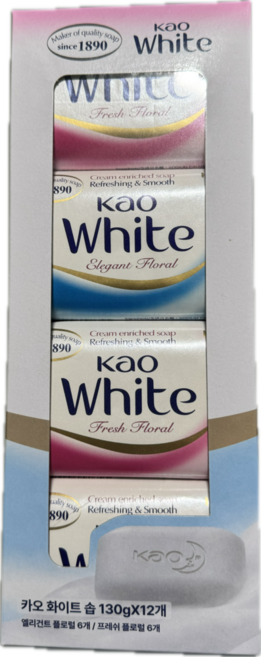 카오 화이트 비누 화장비누, 130g, 12개입