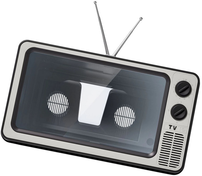 클래식 TV 모양의 스마트폰 디스플레이 강화제 휴대용 브래킷 조정 가능한 시야각 ABS 전화 화면 확장기 세트, 회색