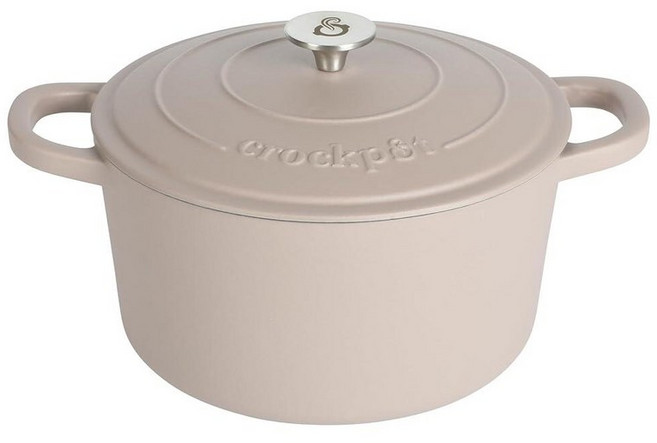 Crock Pot Artisan 원형 에나멜 주철 더치 오븐 5쿼트 선셋 오렌지 260917, 7쿼트, 매트 더스티 핑크