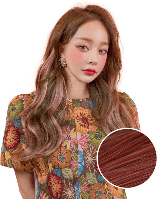 가발매니아 글램루즈 퍼스널컬러 붙임머리, 로즈코랄, 3개