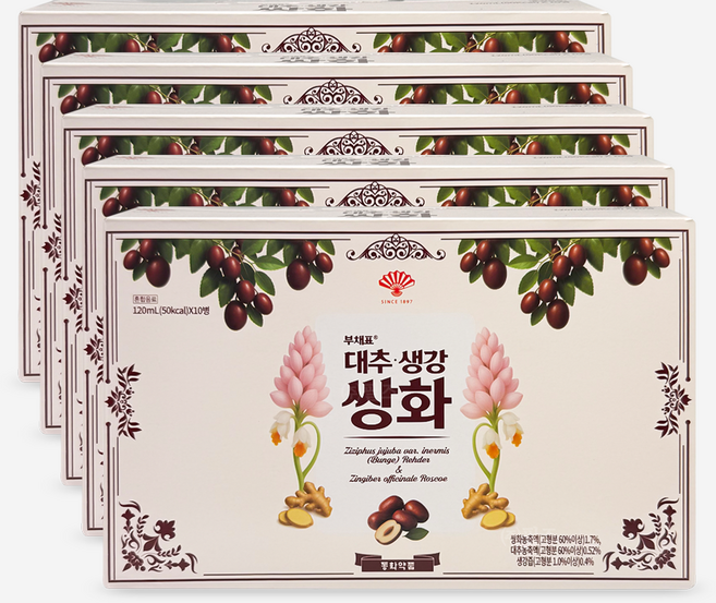 동화약품 부채표 대추 생강 쌍화, 50개, 120ml