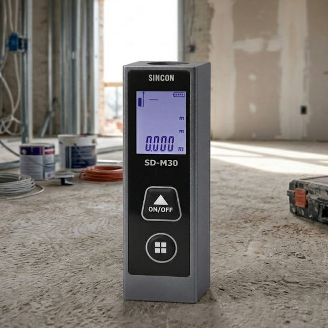 SINCON 레이저거리측정기 SD-M30 작고 귀여운 면적 체적 백라이트 전자동 줄자, 1개