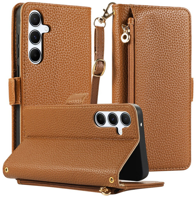 람스 숄더 스트랩 지갑형 가죽 다이어리 휴대폰 케이스