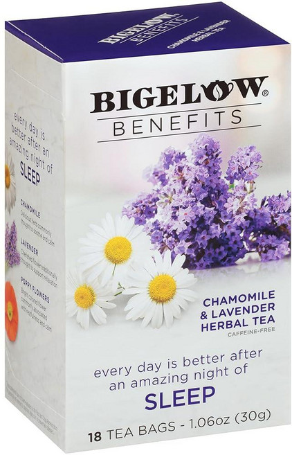 BigeLOW 로우 베네핏 숙면 캐모마일 라벤더 허브차 카페인프리 18개입 6개 팩 총 108개 티백 137603, 수면, 30g, 1개