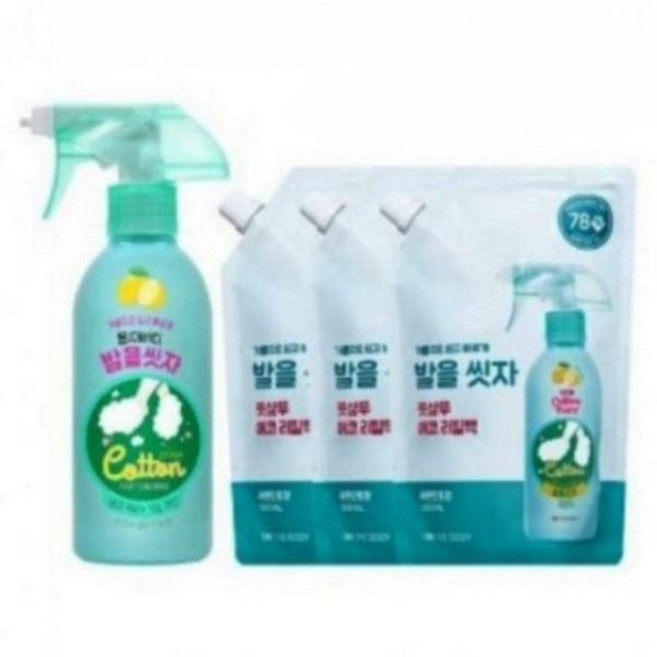 온더바디 코튼풋 발을씻자 풋샴푸 레몬 385ml 500ml 3개 리필