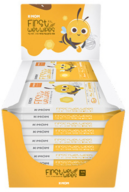 휴대용 10매 꿀벌 행복물티슈 60팩 (BOX), 45g, 1개