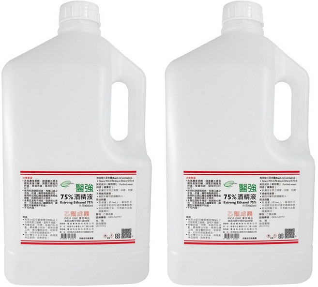 醫強 潔用75%酒精 - 居家辦公室消毒清潔必備, 2桶, 4L