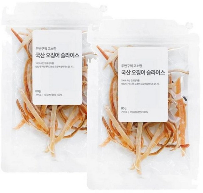 올가 두번구운 국산 오징어 슬라이스, 2개, 80g