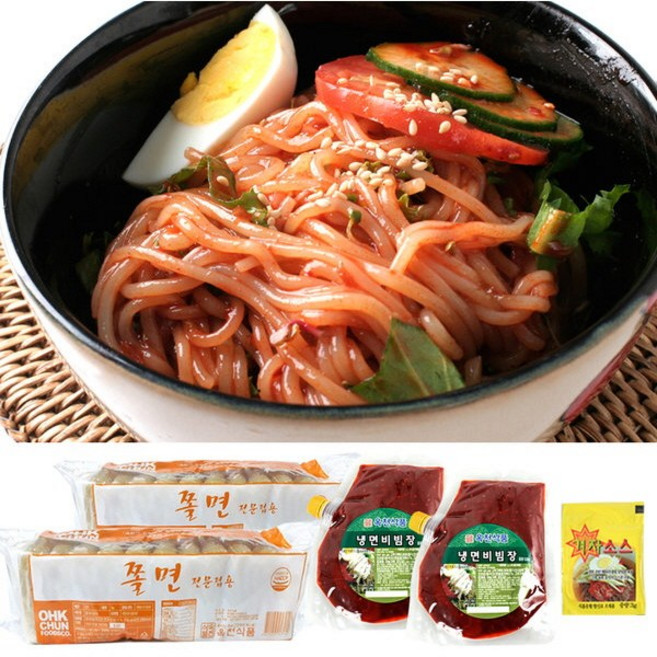 옥천냉면 쫄면 20인분(2kgx2개)+비빔장 500gx2봉+겨자소스 10개, 1개, 2kg
