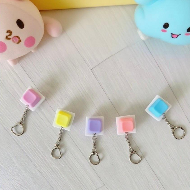 박Rich 키캡 디자인 키링 열쇠고리두드리면 스트레스 풀리는 키홀더, 5종색깔, 1세트