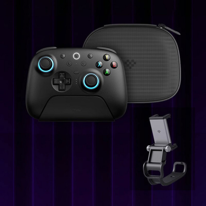 [HL샵]8BitDo 팔비토 얼티메이트 2세대 무선 PC버전 게임패드 컨트롤러 8스피드 충전베이스 포함, 1개, 블랙, 기본옵션+파우치+거치대