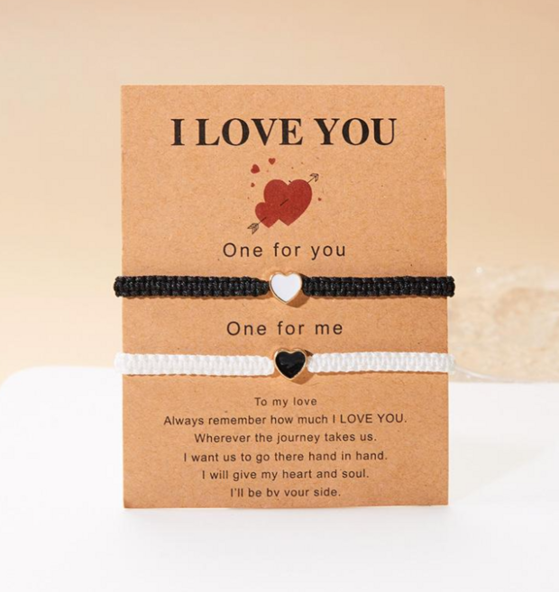 모멘트 하트 포인트 커플 우정 매듭팔찌 소원 실 팔찌