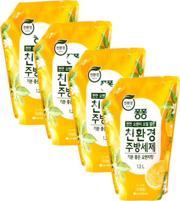 퐁퐁 친환경 주방세제 오렌지, 4개, 1.2L