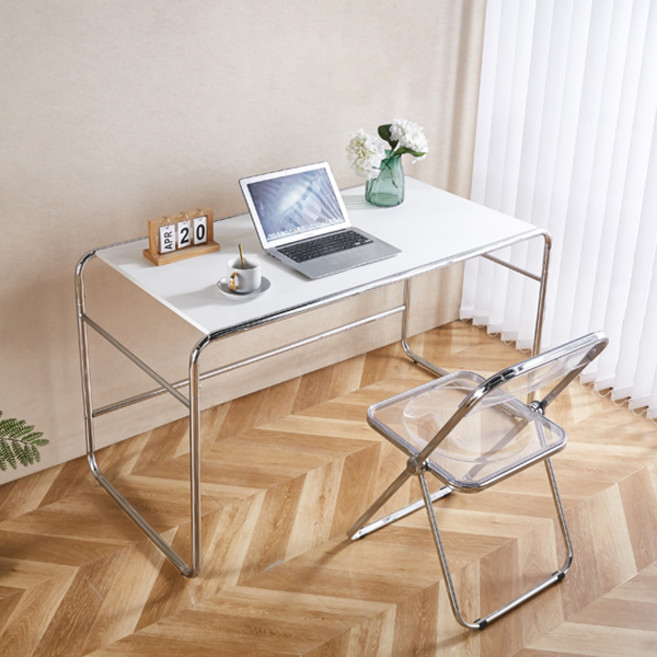 클리어 모던 데스크 미드센추리 모던 철제 게이밍 책상 다용도 테이블, 화이트(WWD3070-WH)
