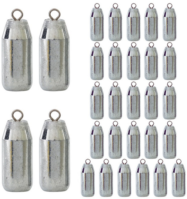 레저킹 회전고리 강철봉돌 낚시추 다운샷 봉돌 대용량 덕용, 1세트, 30개입