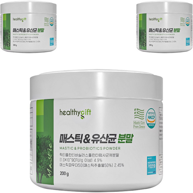 매스틱 유산균 식약처 HACCP 인증 매스틱 분말, 3개, 200g