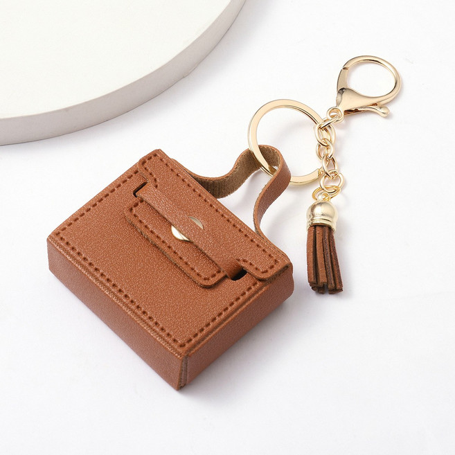 SZ3008 미니 가방 키링 에어팟 케이스, 1개, 브라운