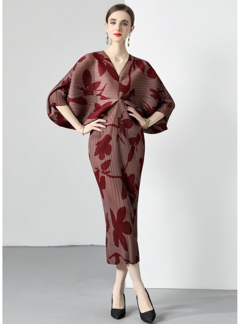 리몬 플리츠원피스7부소매 주름옷 여름 E395