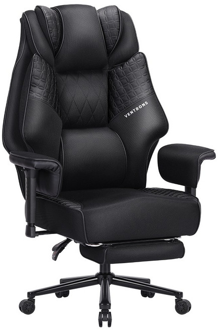 벤트론스 침대형 리클라이너 사무용 컴퓨터 게이밍 메쉬 의자, 블랙