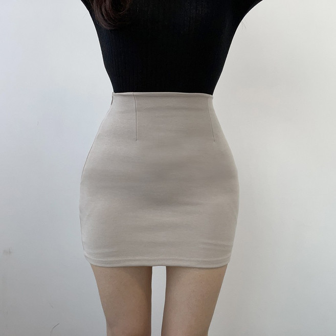 바나나2 국내제작 스판 쫀쫀 슬림핏 베이직 H라인 미니스커트 3color