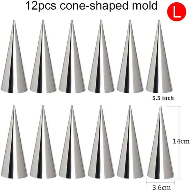 6~24pcs 크로와상 메이커 스테인레스 스틸 콘/경사 튜브 금형 가정용 주방 베이킹 도구 DIY 디저트 쿠키 TM, 09 12pcs ZXNJS L, 1개