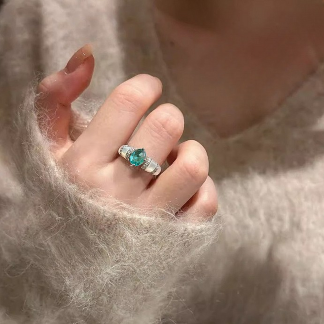 웰리나 아쿠아 노바 물방울 오픈 반지 여성 레이어드