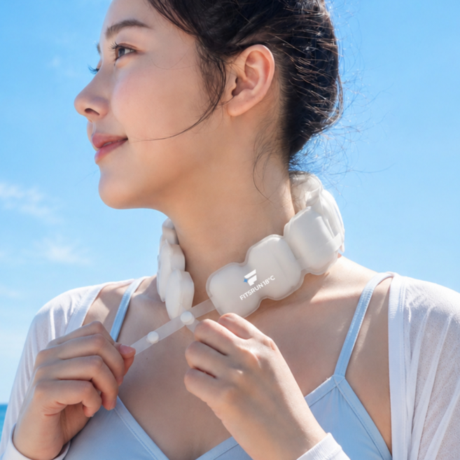 핏츠런 [스트랩 증정] 아이스 넥쿨러 넥밴드, 화이트, 1개