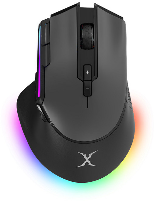 【Foxxray】黑炎SMW-Q100 全鍵靜音無線電競滑鼠 4800DPI 2.4G無線 九鍵可程式化, 黑, FXR-SMW-Q100