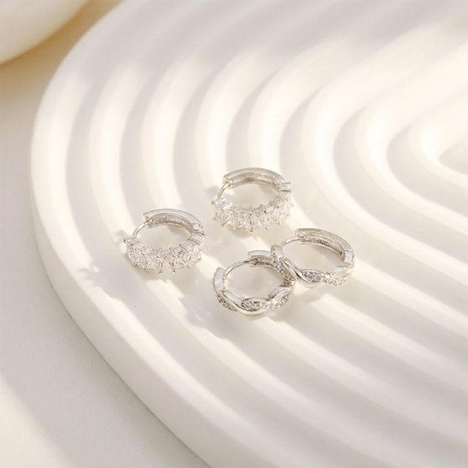 1+1 실버925 오피스무드 원터치 귀걸이 2종