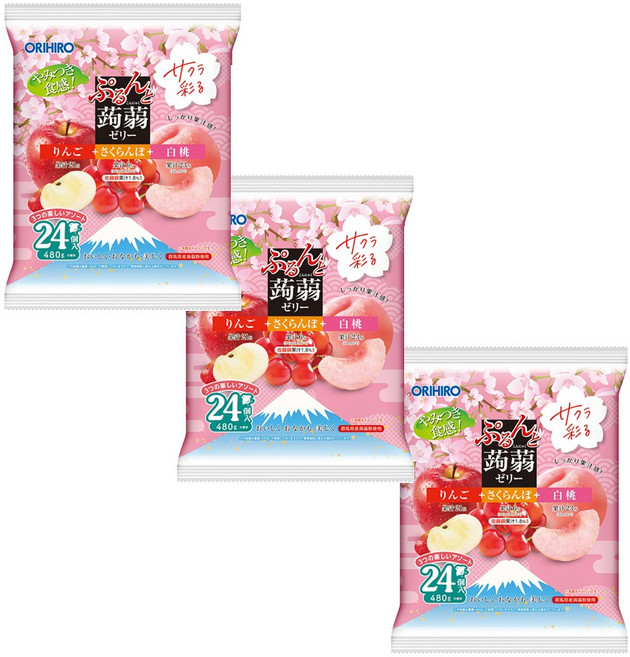 오리히로 곤약젤리 대용량 세가지맛 모듬세트(거봉/머스켓/망고 사과/체리/백도 백도/망고/포도), 1개, 1.44kg