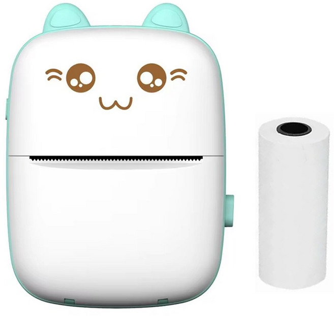 C9 MINI 휴대용 열전사 프린터 무선 라벨 메모기 블루투스 잉크리스 포켓 전화 인쇄 용지 200dpi, Green C9-1 White