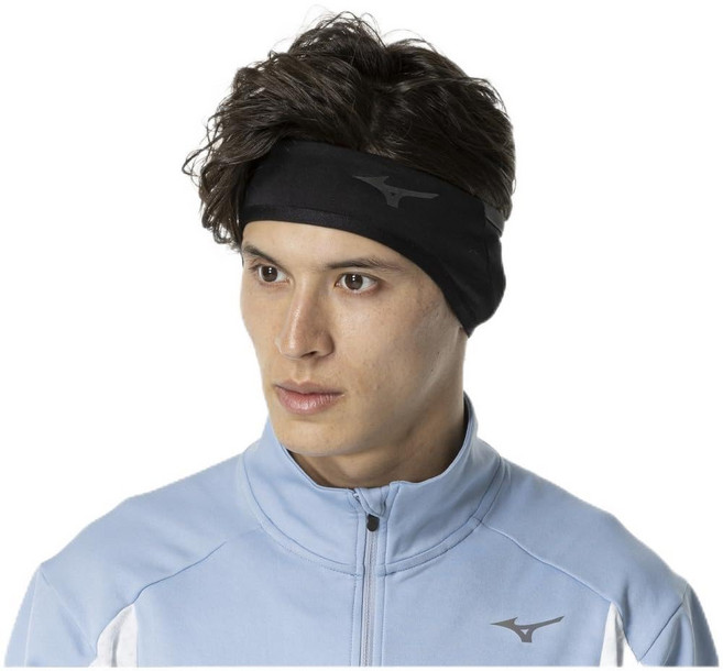 J2JYB502 [미즈노] 러닝 웨어 브레스 서모 러닝 헤드 밴드 흡습 발열 방한 탈취, 1개, 블랙