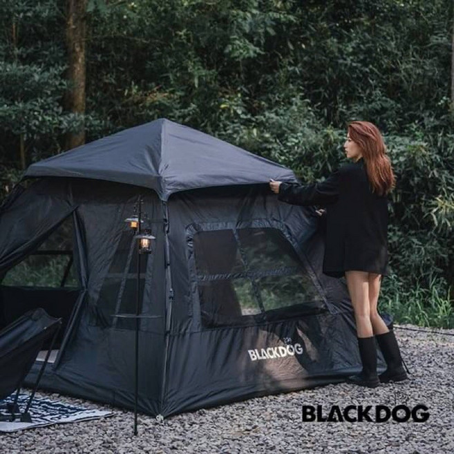 BLACKDOG 雙門四窗自動黑膠帳篷 2-3人