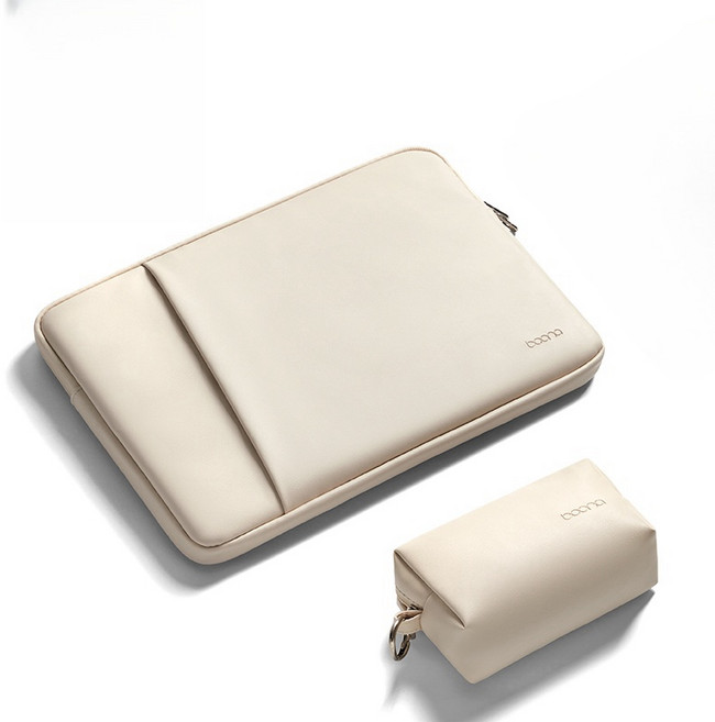 앨오앤지 깔끔한 방수 충격방지 노트북 파우치, 아이보리, 1개