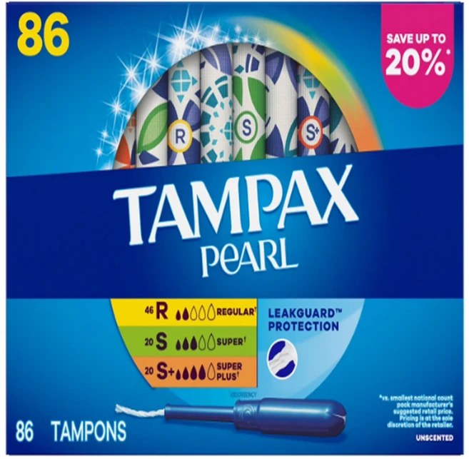 TAMPAX 펄 레귤러+슈퍼+슈퍼플러스 86 탐폰, 1개 - 쿠팡