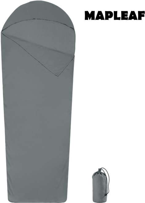 MAPLEAF 슬리핑 백 라이너 초경량 128g 세탁 가능 항균 속침대/속시트 이동식, 1개, Gray