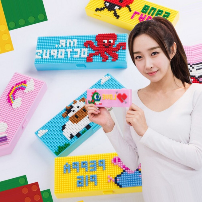 블럭 케이스 판촉 입학선물 사은품 샤프 펜, 1개, 나노블럭 필통 케이스 꿀벌이