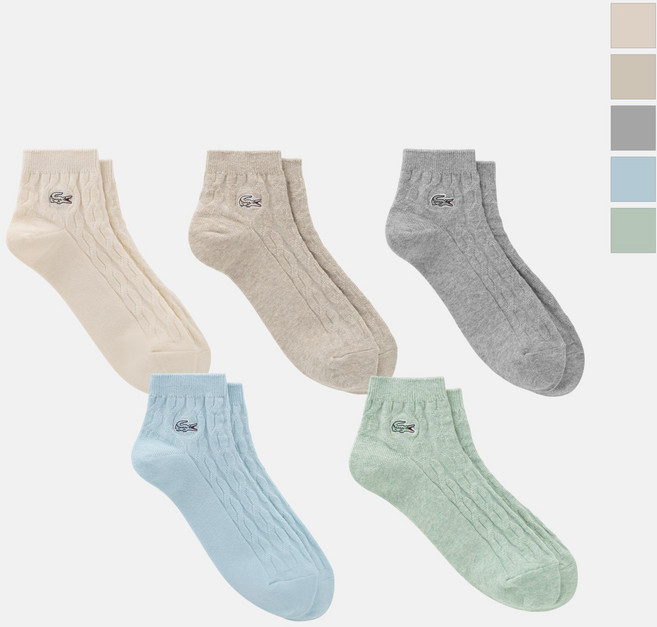 [라코스테 공식] 여성 케이블 앵클 삭스 RA034E-56G 5종 택1