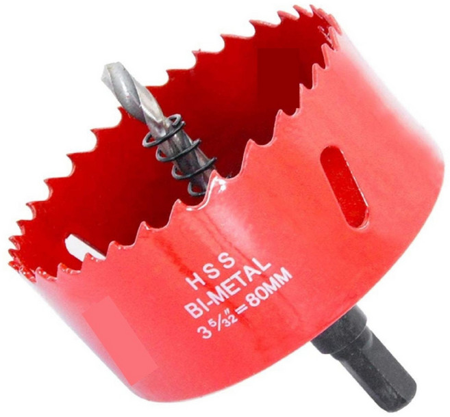 하이스 바이메탈 홀쏘 80mm 아바포함 원형 컷팅 목공홀쏘 목재 석고 플라스틱 철판, 1개