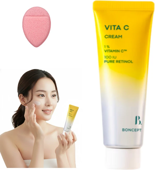 본셉 비타씨 순수 레티놀 100 IU 크림 + 세안 퍼프, 1개, 50ml - 쿠팡