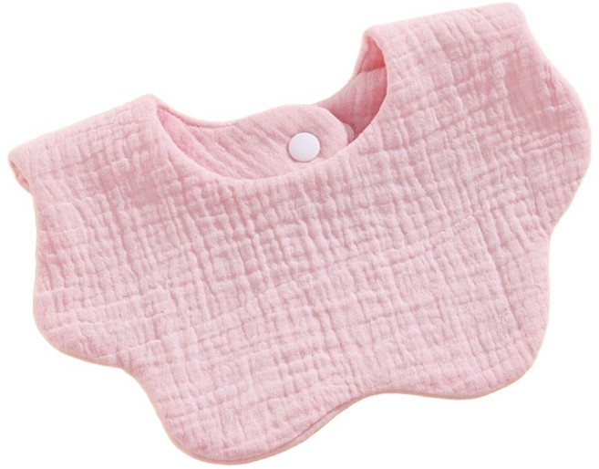 24H急速出貨 紗布圍兜 六層紗 花瓣造型 嬰兒圍兜 新生兒適用, 柔粉色, 1個, 1個裝