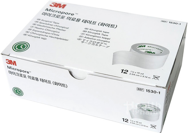 3M 마이크로포 의료용 테이프(화이트) 12롤 1530-1/종이반창고/백색/의료용테이프, 1박스