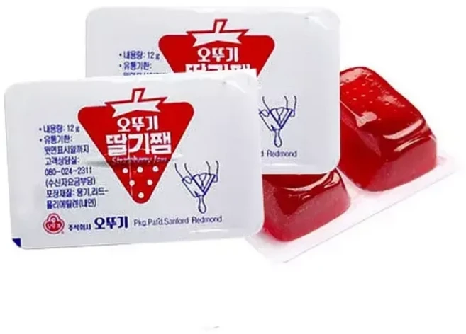 또또오기 일회용 딸기쨈 디스펜팩 토스트 식빵잼 12g 80개 베이킹 카페 디저트 제과점 전자렌지, 1개